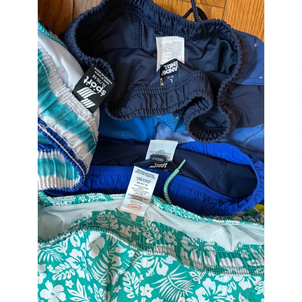 Bundle 4 Boys Swim Trunks Bundle Lands End Wonder Nation Spalding Large & XL